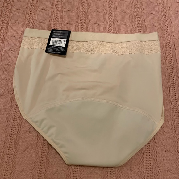 New $15 BALI Nude Leak Protection Liner Period PANTY size L High Waist NWT Lace - Picture 6 of 7